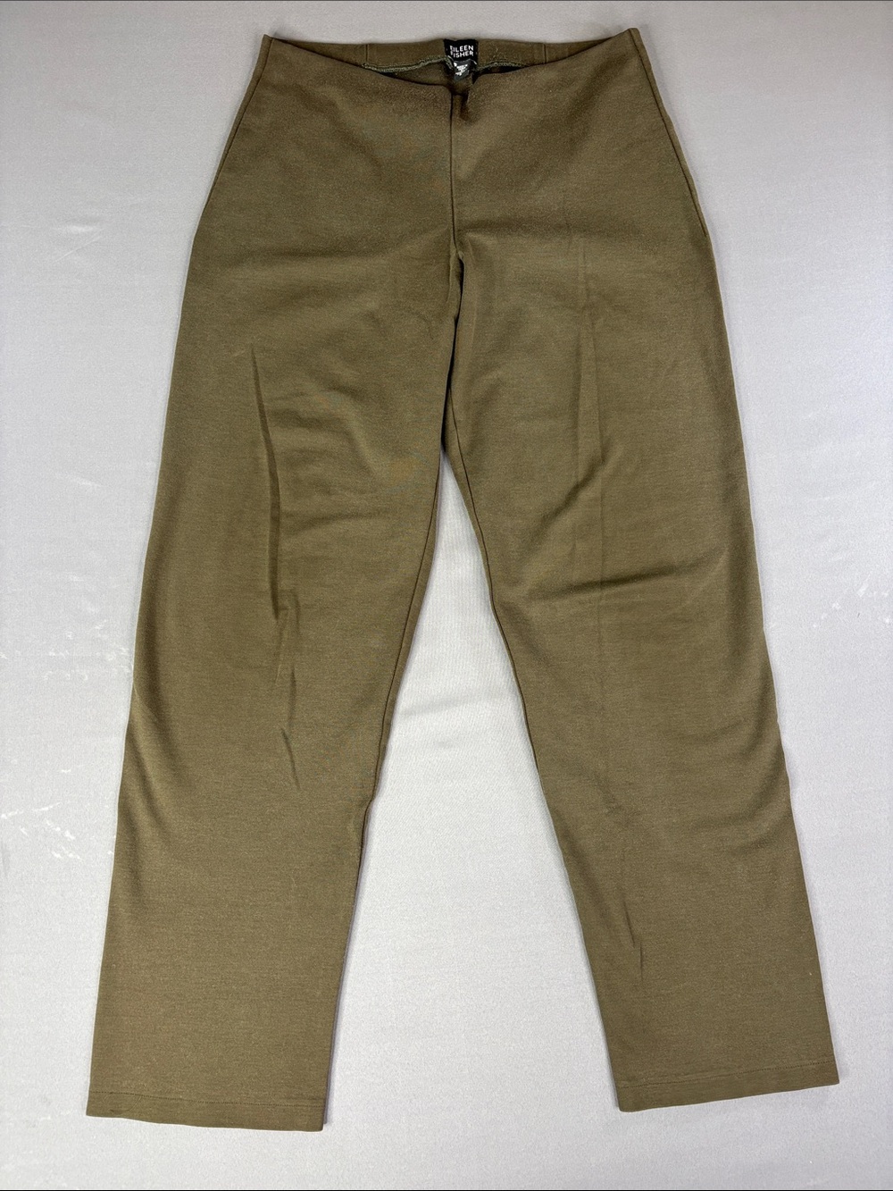 Eileen Fisher Pants Womens Small Olive Green Straight Leg Chinos Stretch Pull-on
